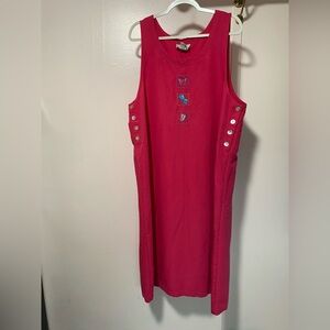 Original TY wear Sleeveless pink  Dress with Button Accents NWOT